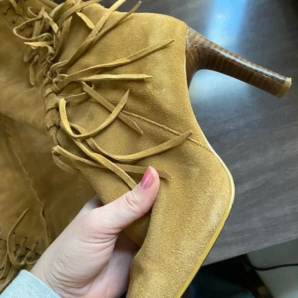 VTG suede fringe 👢 boho- chic boots - Picture 6 of 7